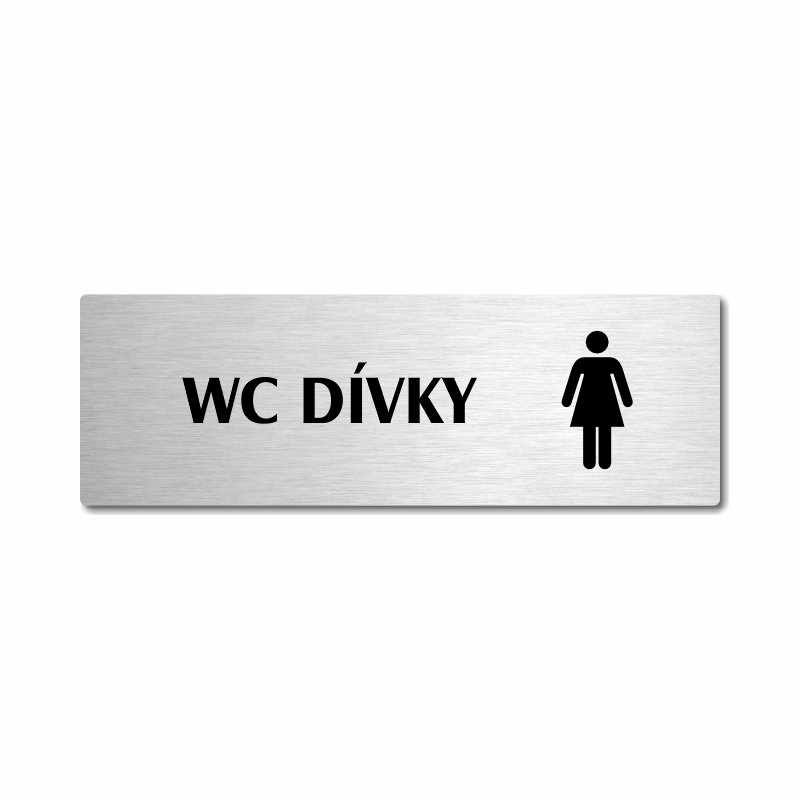 WC dívky, stříbrná popiska na dveře